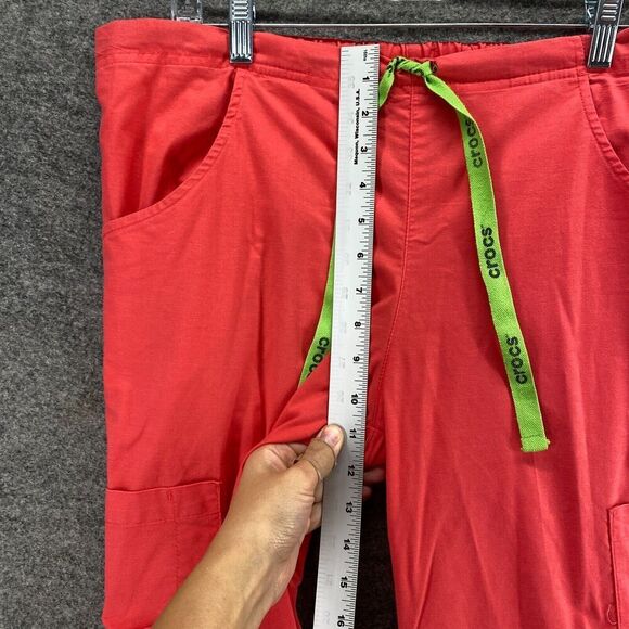 Crocs Scrub Pants Women M Medium Red High Rise Pleated Medical Apparel Cotton - Picture 7 of 11